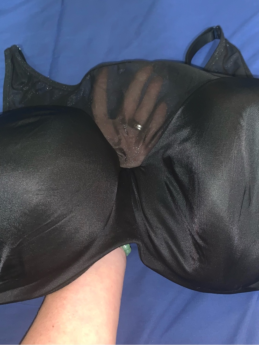 Cacique Smooth Balconette Bra Black 42F Lightly Lined Underwire Full Coverage